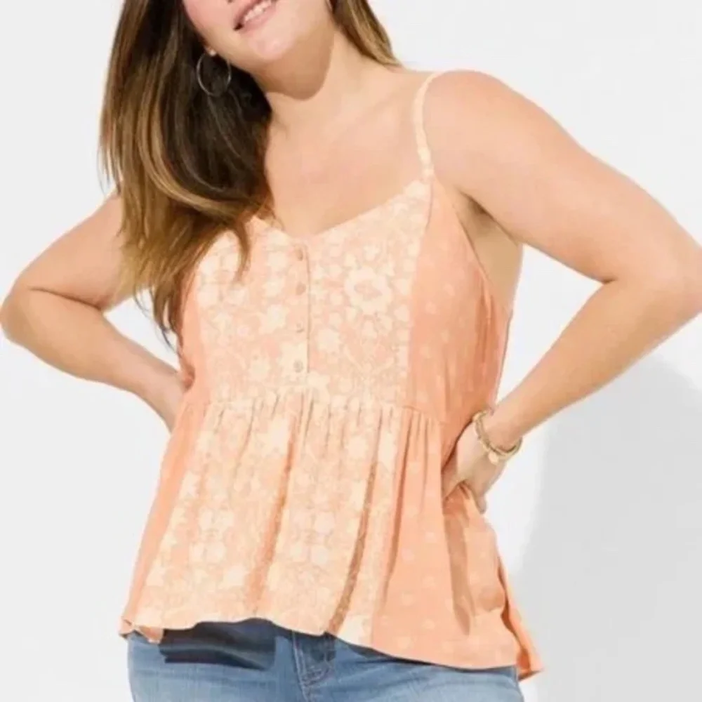 torrid Peach Floral Babydoll Style Tank - Picture 5 of 5